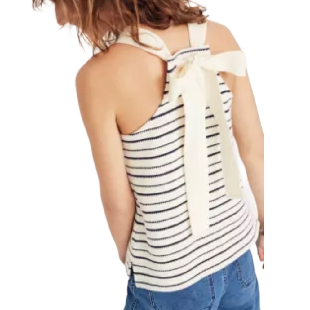 Madwell Striped Back Bow Tie Blouse
